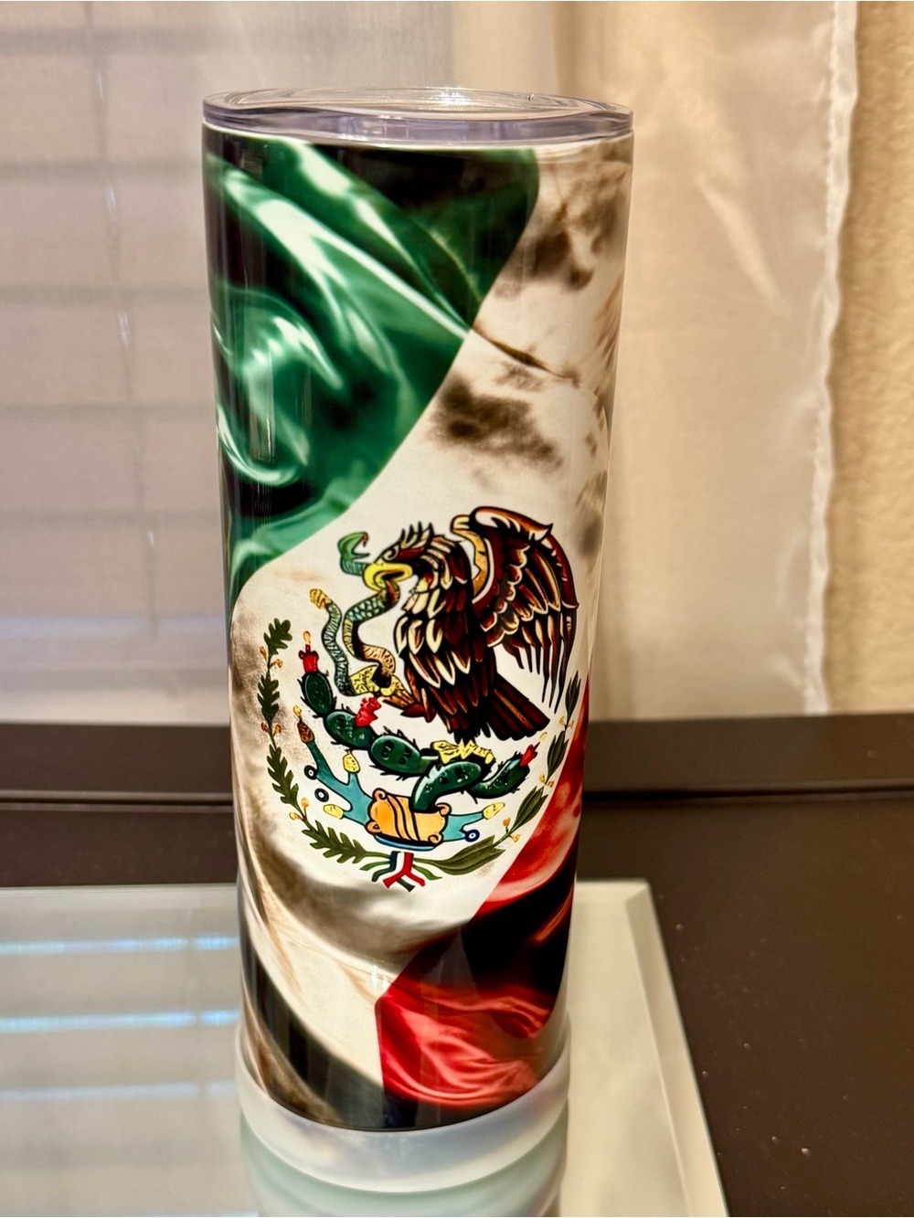 Brand New Mexican Flag Stainless Steel Travel Tumbler - Green White Red 20 oz